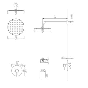 1-Spray Patterns with 1.5 GPM 10 in. Wall Mounted Rain Fixed Shower Head Complete Shower System in Matte Black