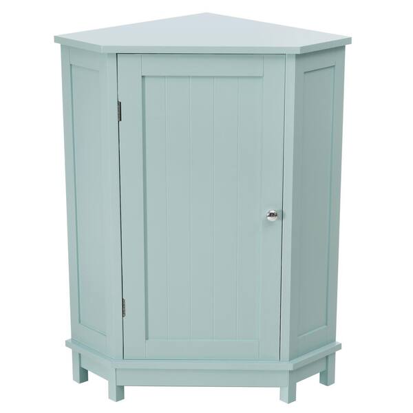 FUNKOL 17.5 in. W x 17.5 in. D x 31.4 in. H Green Modern Bathroom Triangle Corner Storage Linen Cabinet with Adjustable Shelf