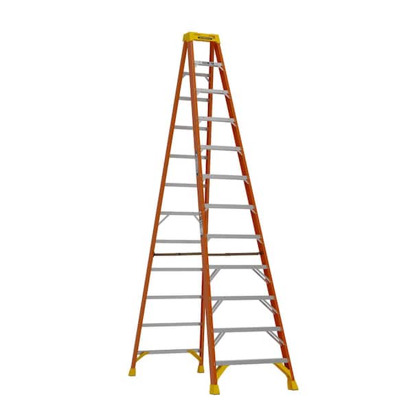 Werner 12 ft. Fiberglass Step Ladder (16 ft. Reach Height) with 300 lb. Load Capacity Type IA Duty Rating