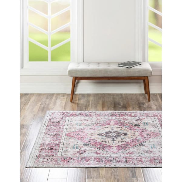 Yara Yash Light Coral Pink 7 ft. 10 in. x 7 ft. 10 in. Area Rug