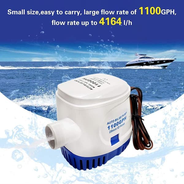 Phewnyzo 1100 GPH 12V Submersible Water Pump with Built-in
