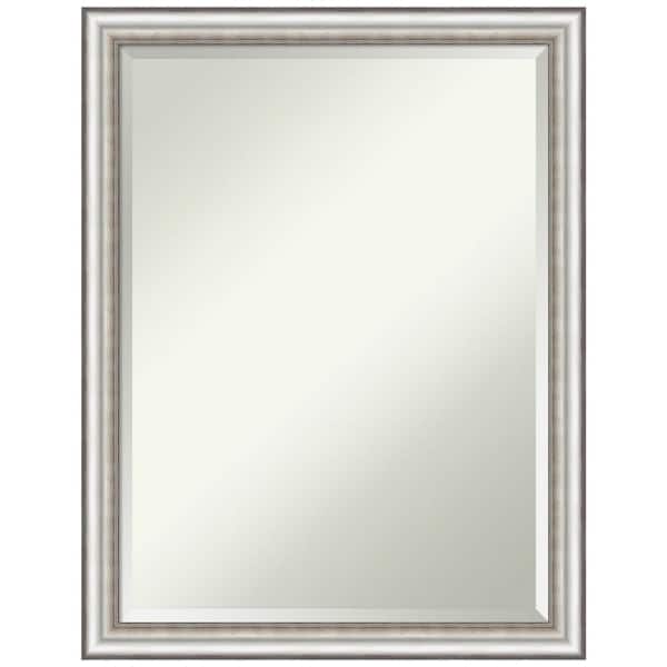 Amanti Art Salon Silver Narrow 20.5 in. W x 26.5 in. H Framed Beveled Wall Mirror in Silver