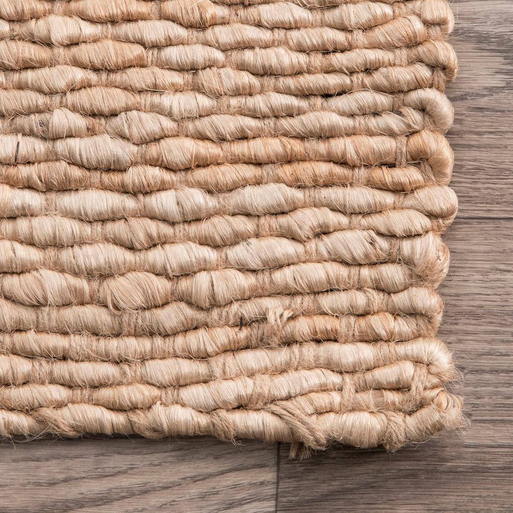 Handwoven Natural Jute Rectangular Rug, Stain-Resistant 25"x6"