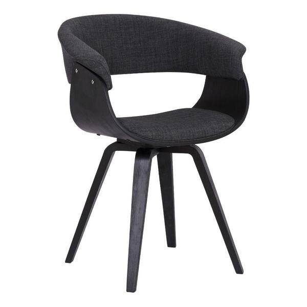Benjara Gray Fabric Curved Padded Seat Dining Chair