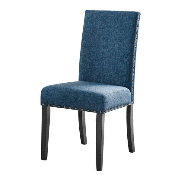Marine Blue Linen Upholstered Parsons Side Chair Set