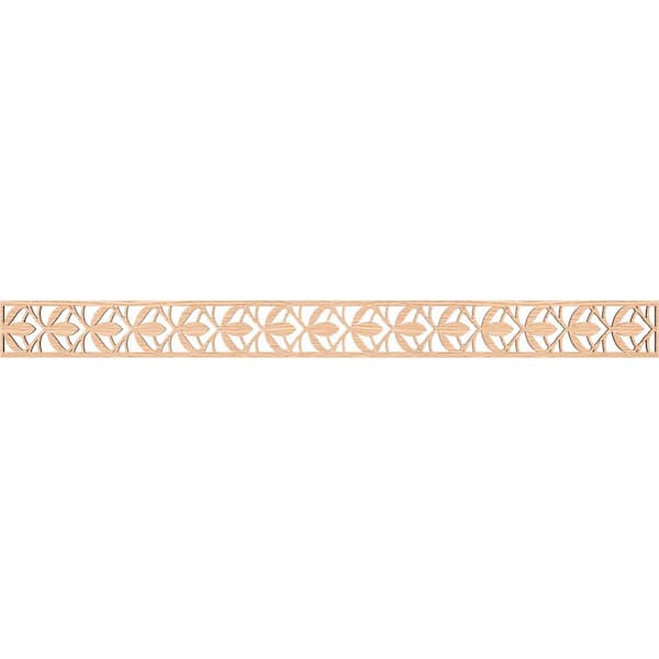 Ekena Millwork Salem Fretwork 0.25 in. D x 46.375 in. W x 4 in. L Red Oak Wood Panel Moulding