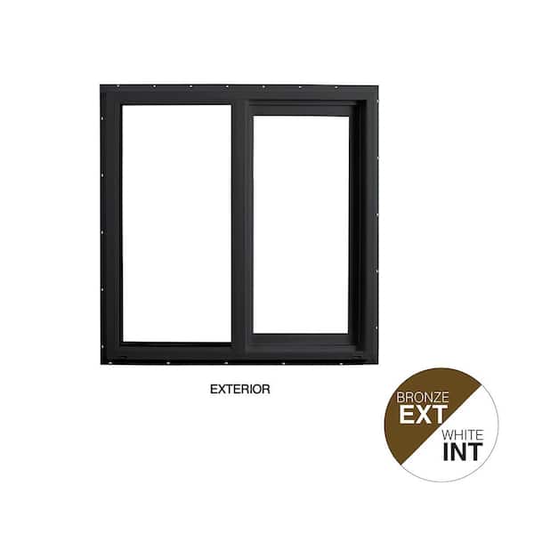 23.5 in. x 23.5 in. Select Series Horizontal Sliding Left Hand Vinyl Bronze Window with White Int, HPSC Glass and Screen