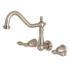 Heritage 2-Handle Wall-Mount Roman Tub Faucet in Brushed Nickel (Valve Included)
