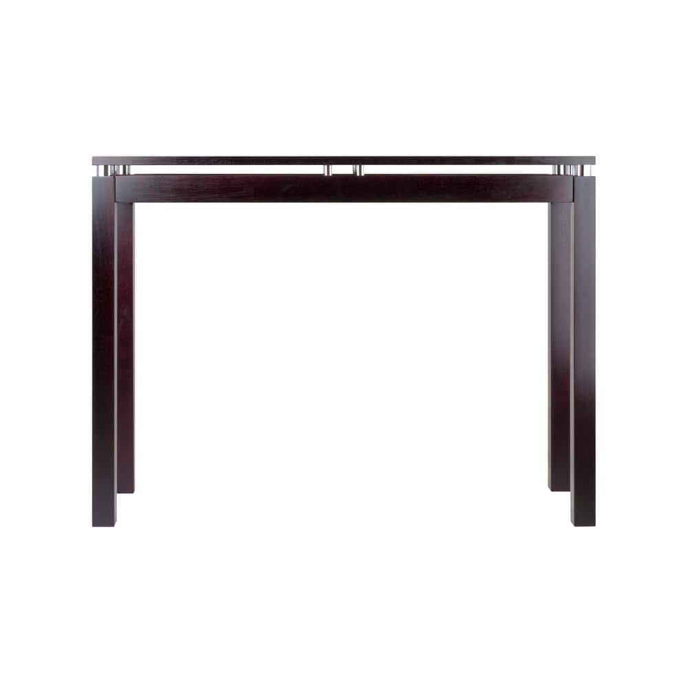 Elevated Dark Espresso Wood Console Table with Chrome Accents