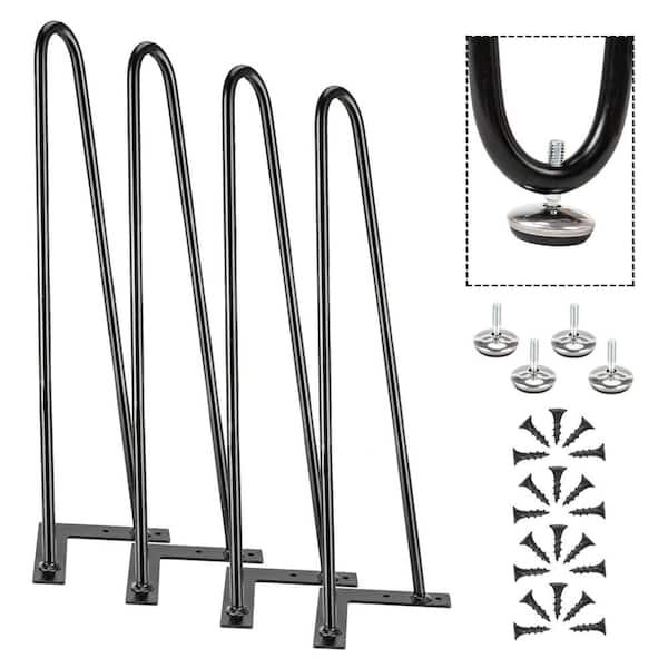 Karl home 16 in. Height DIY Rectangle Black Metal Dining Table Feets (Set of 4)