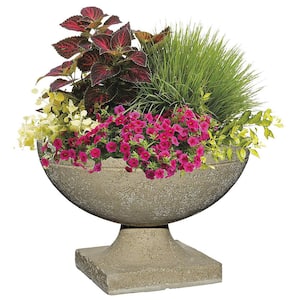 20 in. Natural Shallow Lava Stone Urn Planter