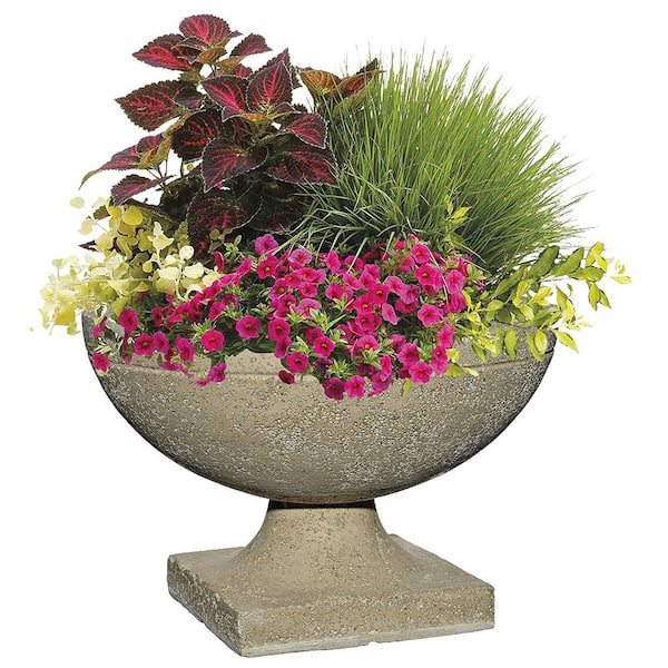 20 in. Natural Shallow Lava Stone Urn Planter