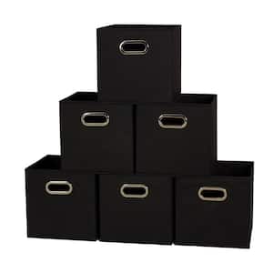 11 in. H x 11 in. W x 11 in. D Black Fabric Cube Storage Bin 6-Pack