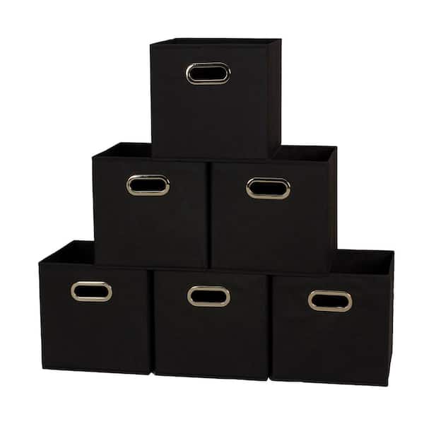 Household Essentials 11 in. H x 11 in. W x 11 in. D Black Fabric Cube  Storage Bin 6-Pack 80-1 - The Home Depot