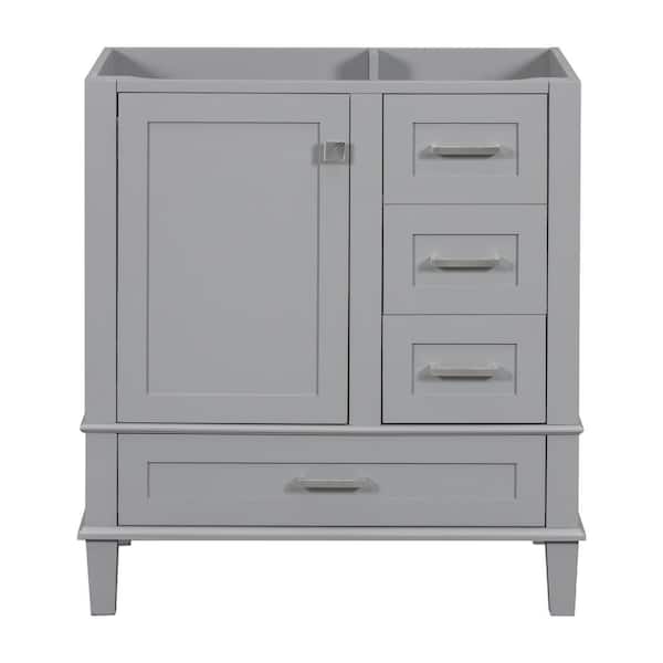Unbranded 30 in. W x 18 in. D x 34 in. H Bath Vanity Cabinet without Top with a Soft Closing Door and 3 Drawers in Gray