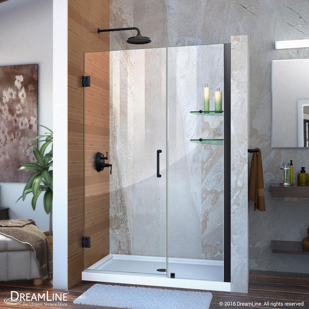Unidoor 49" Frameless Hinged Shower Door with ClearMax Technology
