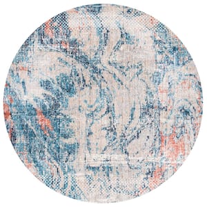 Madison Beige/Blue 7 ft. x 7 ft. Abstract Gradient Round Area Rug