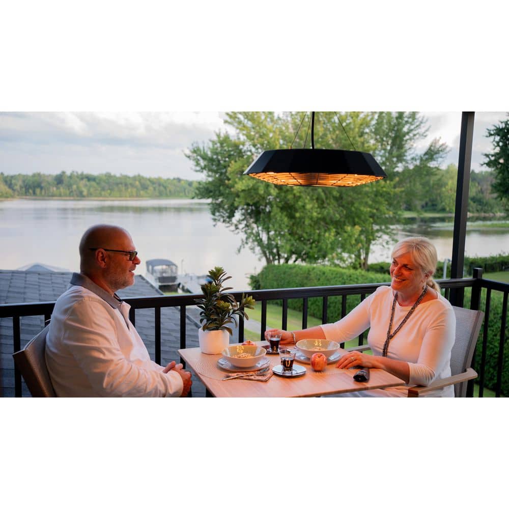Black Square Electric Infrared Hanging Patio Heater with LED Light
