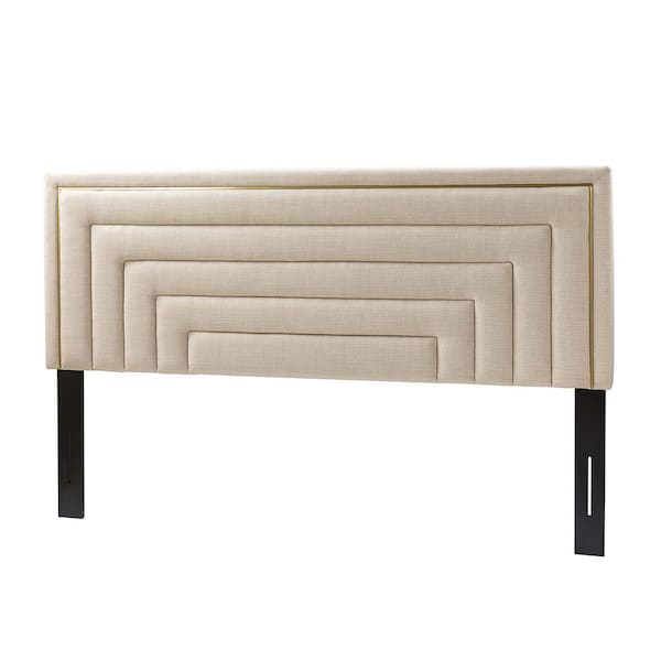 JAYDEN CREATION Egmont 81 in. W Beige Upholstered Tufted Height Adjustable Headboard