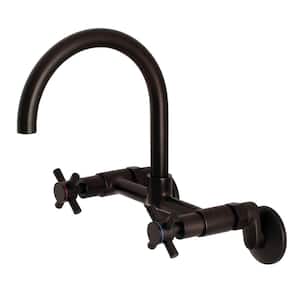 Modern Adjustable Center 2-Handle Wall-Mount Standard Kitchen Faucet in Oil Rubbed Bronze
