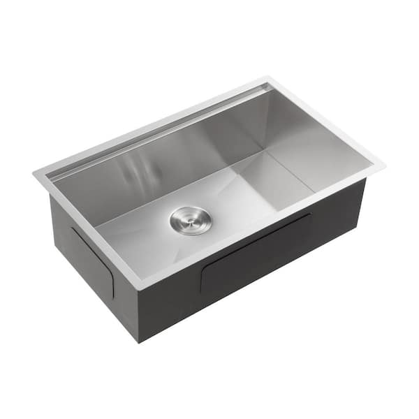 33 in. Undermount Single Bowl Stainless Steel Kitchen Sink with Workstation