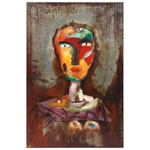 48 in. x 32 in. "Homme 2" Mixed Media Iron Hand Painted Dimensional Wall Art