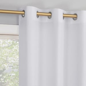 Huron Textured White Polyester 40 in. W x 84 in. L Grommet Light Filtering Curtain (Single Panel)