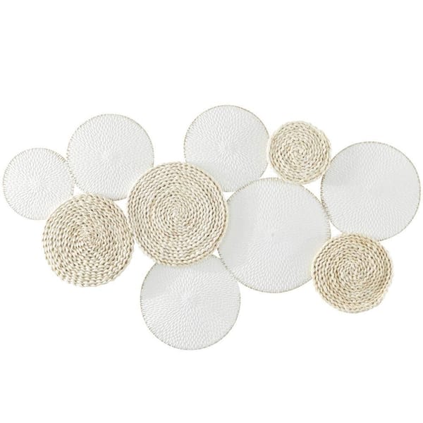Litton Lane 44 in. x  26 in. Metal White Rope Design Plate Wall Decor with Textured Pattern