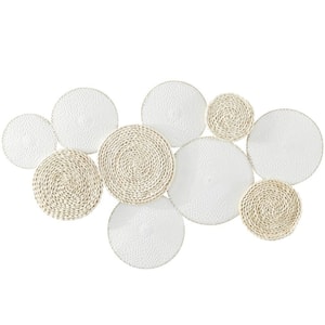 Metal White Rope Design Plate Wall Decor with Textured Pattern