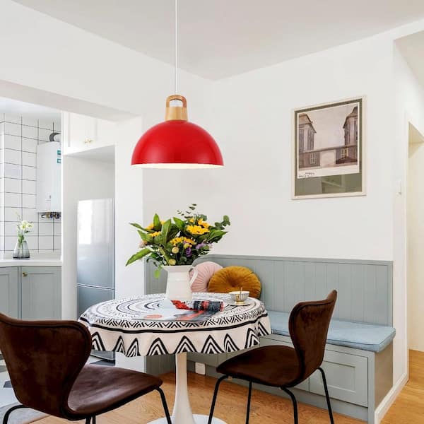 HLJYNJM 1-Light Red Industrial Metal Dome Shade Pendant Light with