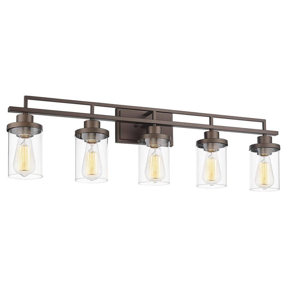5 in. 5-Light Oil Rubbed Bronze Vanity Light with Clear Glass Shade price history on PriceWatchPro
