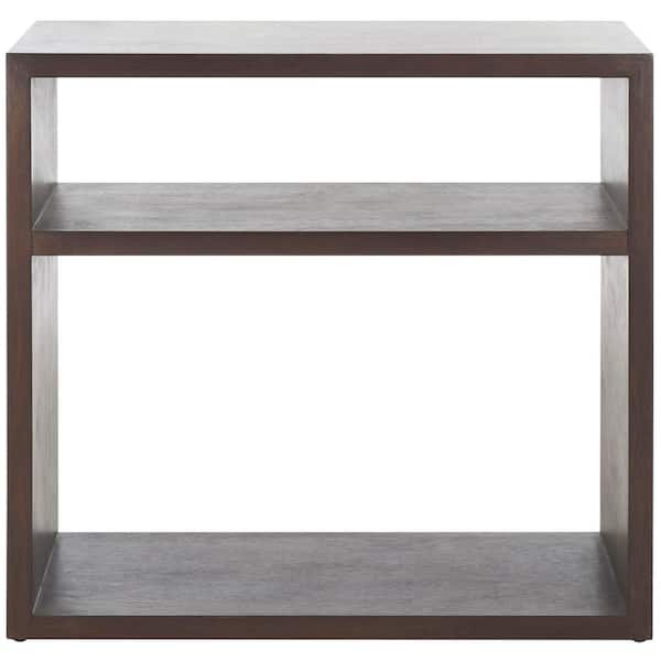 SAFAVIEH Munson 15 in. Dark Oak Rectangle Wood Console Table with Shelf