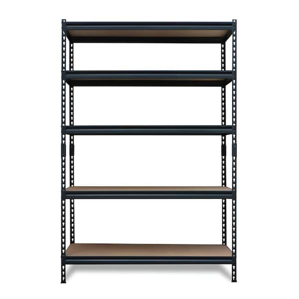 Pro Series 5-Tier Steel Garage Storage Shelving Unit in Matte Black with HDF Racks (48 in. W x 72 in. H x 24 in. D)