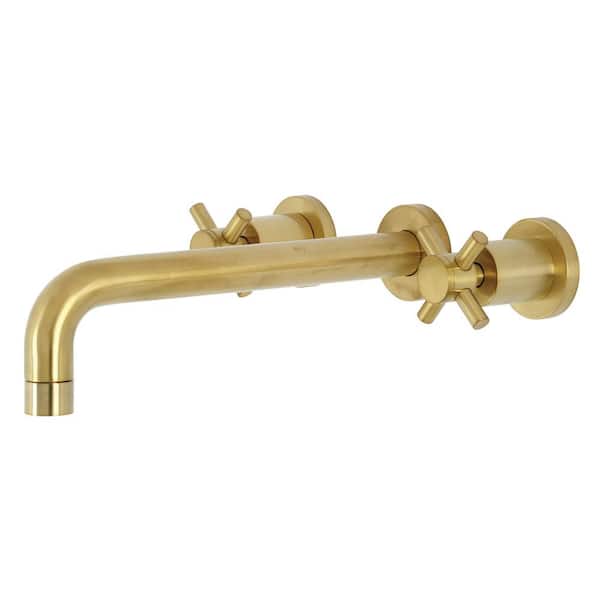 Concord 2-Handle Wall Mount Bathroom Faucet in Brushed Brass