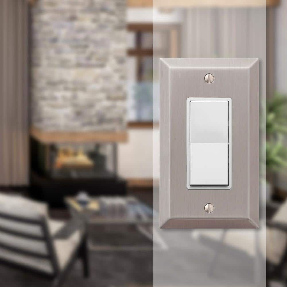 Amerelle Brushed Nickel 1-Gang Stamped Steel Wall Plate