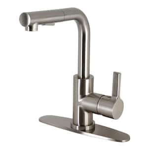 Continental Single-Handle Deck Mount Gooseneck Pull Out Sprayer Kitchen Faucet in Brushed Nickel