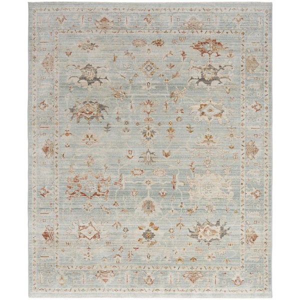 Nourison Oases Light Blue 5 ft. x 8 ft. Distressed Traditional Area Rug
