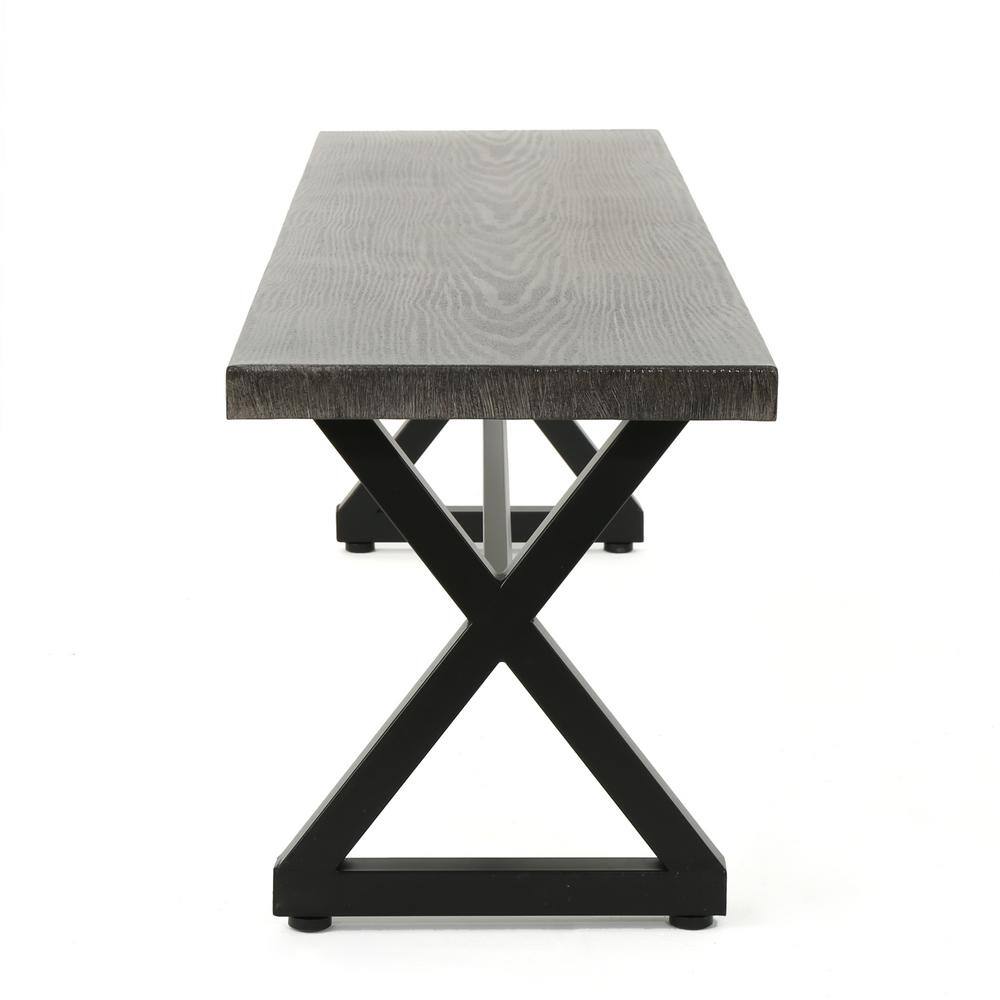 Rosarito Modern Industrial Aluminum and Steel Outdoor Dining Bench - Gray/Black