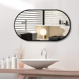 Baily 36 in. W x 18 in. H Oval Framed Wall Mounted Bathroom Vanity Mirror in Matt Black