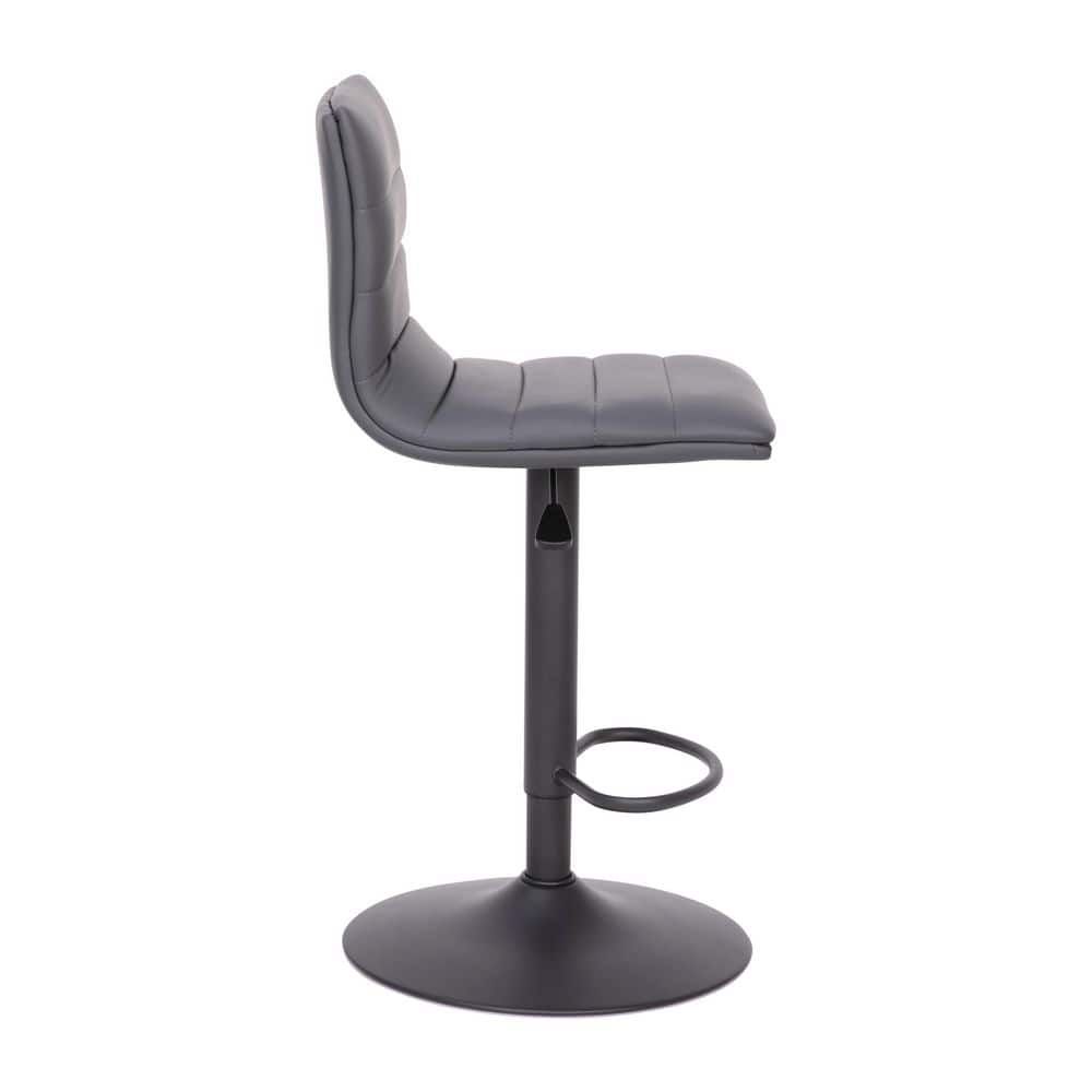 Gray Adjustable Swivel Bar Stool with Metal Frame