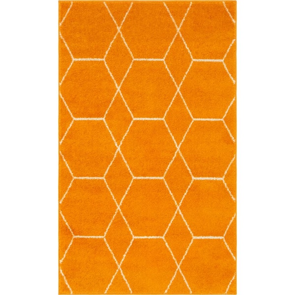 StyleWell Trellis Frieze Orange Doormat 3 ft. x 5 ft. Geometric Area Rug