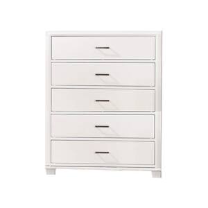 34 in. White 5-Drawer Chest of Drawers
