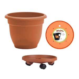 Terra Cotta Resin Planter, Caddy, and Ups A Daisy Bundle