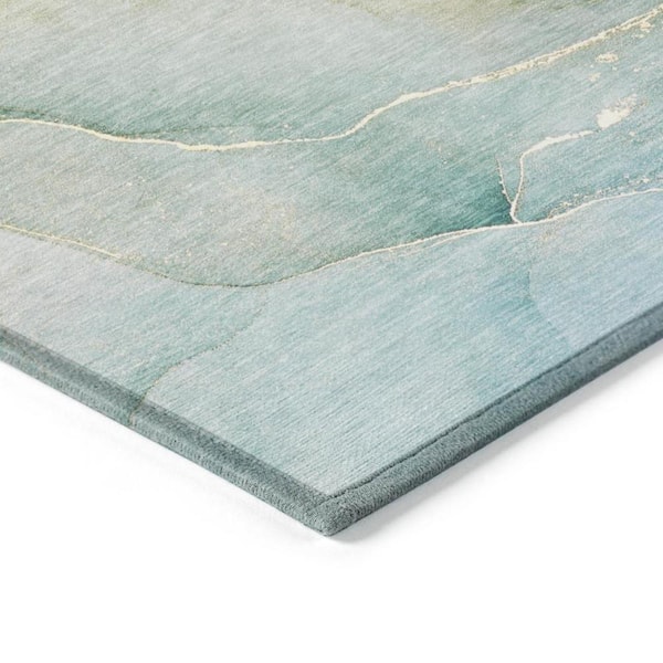 Green 5 ft. x 8 ft. Abstract Indoor / Outdoor Area Rug