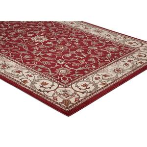 Chester Flora Red 5 ft. Round Area Rug