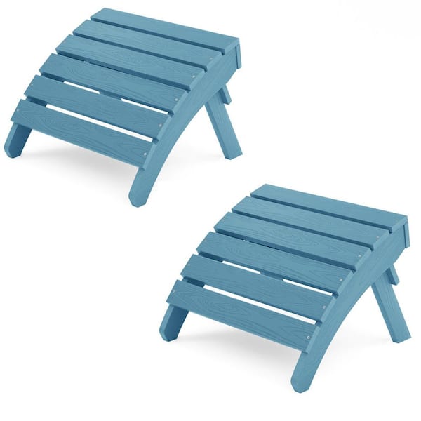 Mximu Blue Plastic Outdoor Folding Adirondack Ottoman (Set of 2)