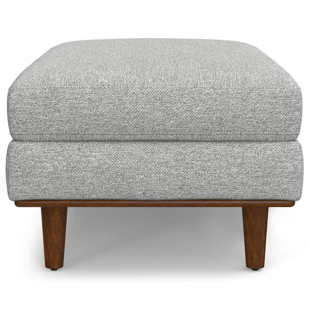 Morrison 49" Mist Grey Woven-Blend Fabric Ottoman