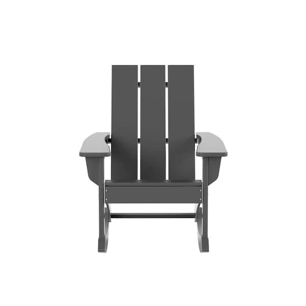 Shoreside Gray Plastic Modern Adirondack Outdoor Rocking Chair
