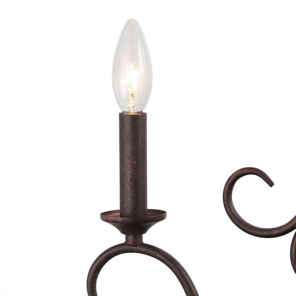 Rustic Bronze 6-Light Candle Chandelier with Crystal Drops
