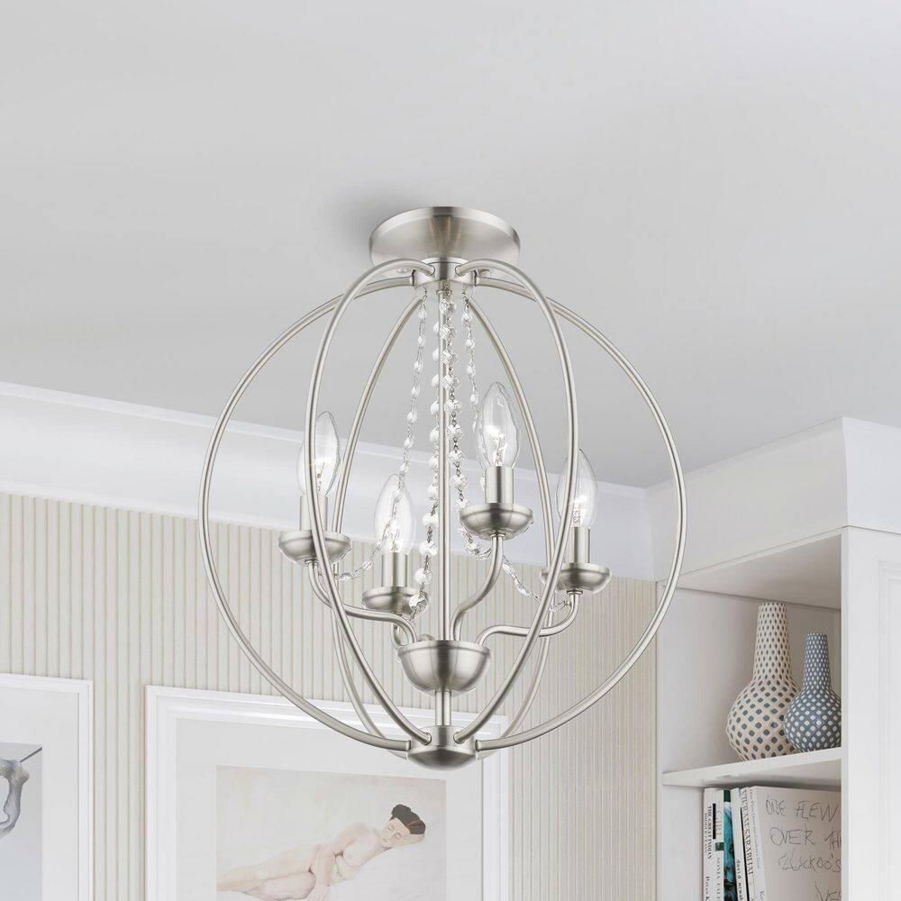 Arabella Brushed Nickel and Crystal 4-Light Chandelier